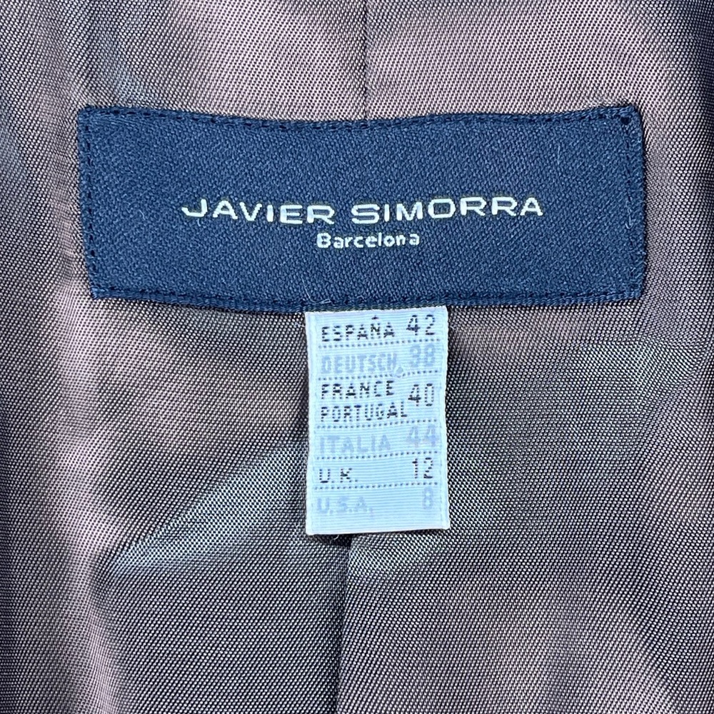 DESIGNER JAVIER SIMORRA BARCELONA COAT BUTTON UP Cheetah Print WAIST BELT SIZE 8 - Picture 9 of 10